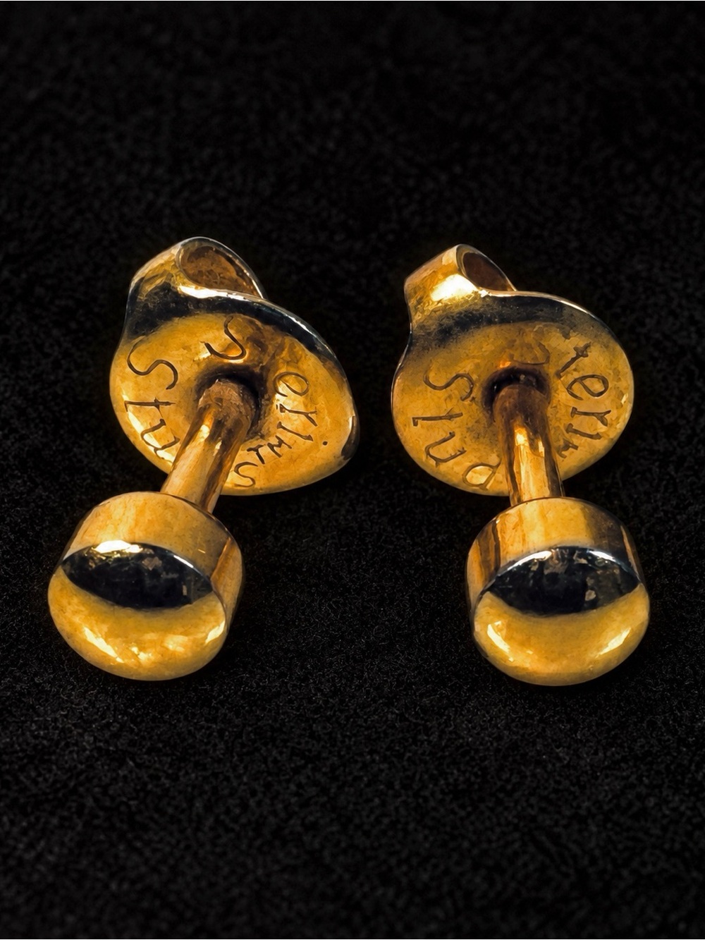 Vintage, aged, goldtone, small minimalist stud pierced earrings